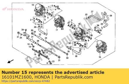 Carburetor assy.1 16101MZ1600 Honda