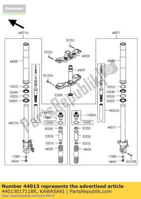 Pipe-fork inner,rh,f.s.b 44013017118R Kawasaki