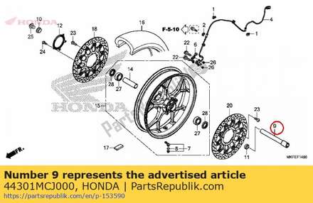 Axle, fr. wheel 44301MCJ000 Honda
