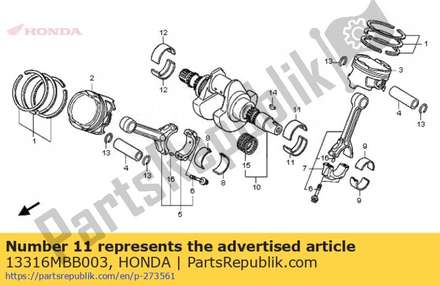 Bearing d, crankshaft l. 13316MBB003 Honda