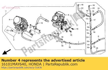 Carburetor assy., fr. 16101MAY640 Honda