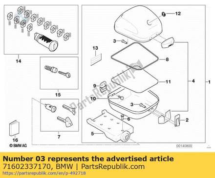 Set of fittings for cover lock (from 09/2003) 71602337170 BMW