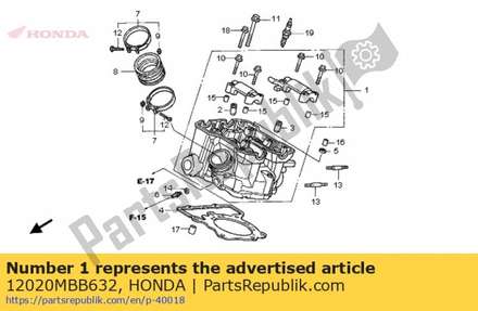 Head assy., rr. cylinder (ai) 12020MBB632 Honda