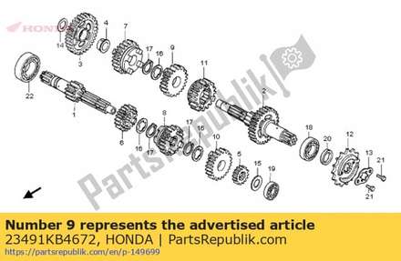 Gear, countershaft fourth (26t) 23491KB4672 Honda