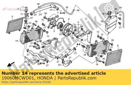 Radiator comp., r. 19060MCWD01 Honda