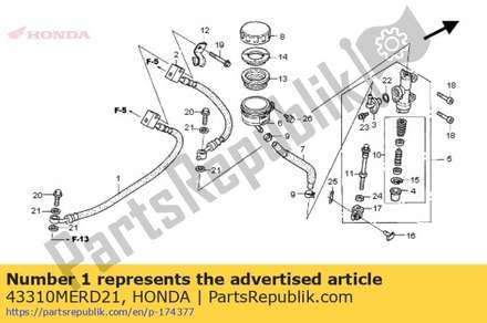 Hose comp. a, rr. brake 43310MERD21 Honda