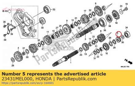 Gear, mainshaft second (17t) 23431MEL000 Honda