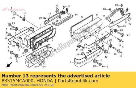 Cover, r. injection 83515MCA000 Honda