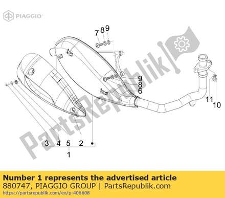 Exhaust pipe 880747 Piaggio Group