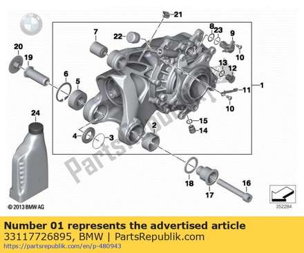 Right-angle gearbox with vent, silver - i=34:13=2,62    33117726895 BMW