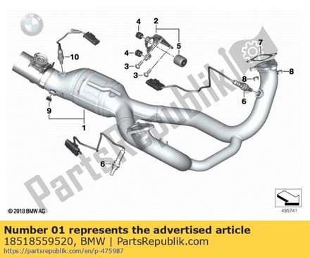 Exhaust manifold, chrome-plated 18518559520 BMW