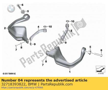 Bracket, hand protector right 32718393822 BMW