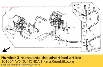 Carburetor assy. (vp51a b) 16100MAY640 Honda