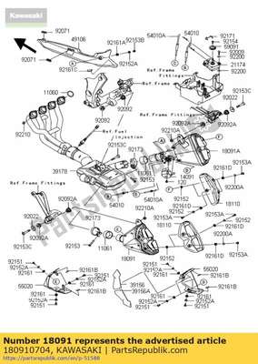 Body-comp-muffler,lh zr1000dbf 180910704 Kawasaki