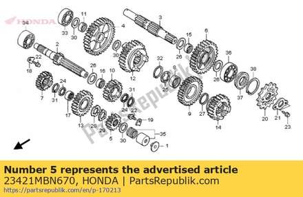 Gear, mainshaft second (1 23421MBN670 Honda