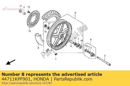 Tire, fr. (pirelli) 44711KPF901 Honda