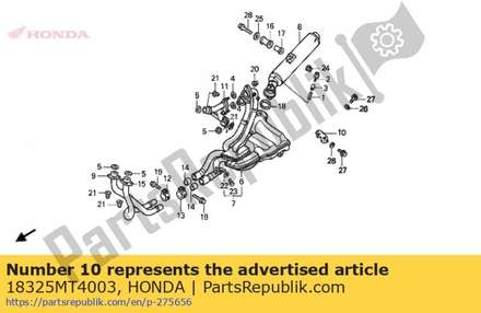 Cover, rr. ex. pipe 18325MT4003 Honda