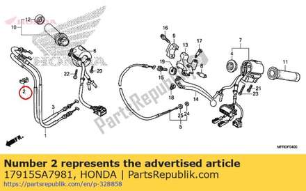 Clip, throttle wire 17915SA7981 Honda