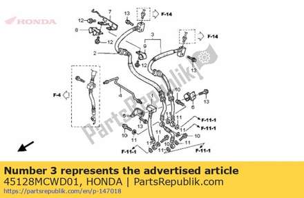 Hose, second master cylin 45128MCWD01 Honda