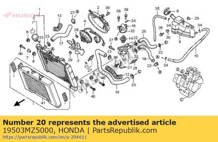 Hose, rr. head water 19503MZ5000 Honda