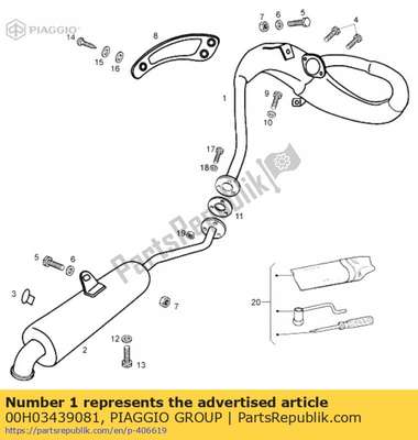 Exhaust pipe and muffler 00H03439081 Piaggio Group