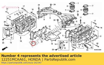 Gasket, r. cylinder head 12251MCAA61 Honda