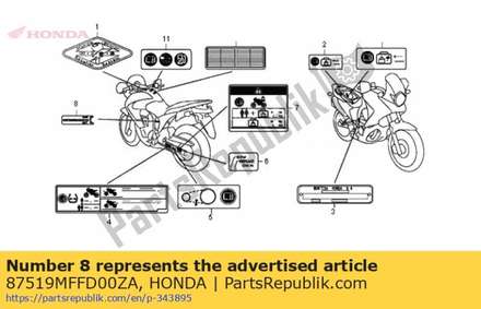 Label, damper adjusting *type1* (type1 ) 87519MFFD00ZA Honda