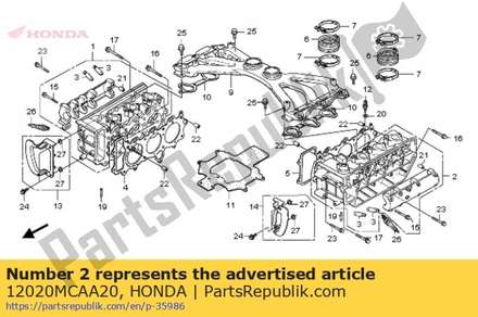 Head assy., l. cylinder 12020MCAA20 Honda