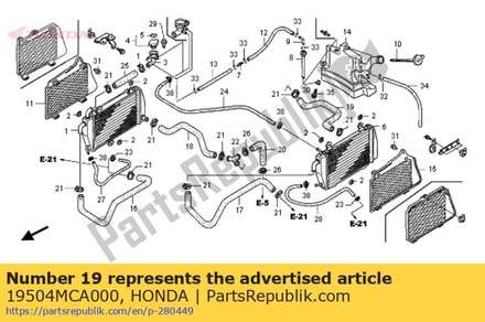 Hose, l. rr. radiator 19504MCA000 Honda