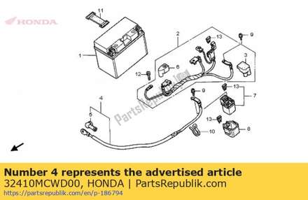 Cable, starter motor 32410MCWD00 Honda