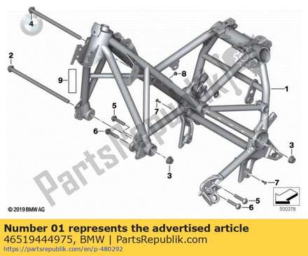 Front frame with vin - silver 46519444975 BMW