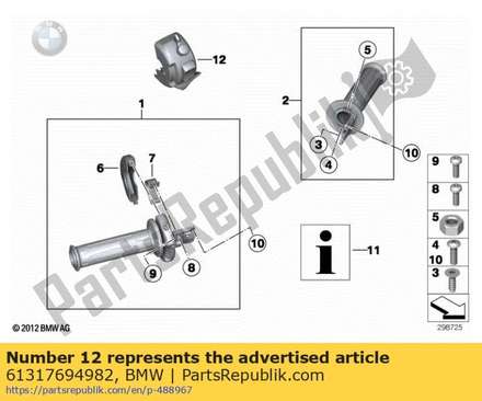 Combination switch f htd handlebar grip (from 08/2008) 61317694982 BMW