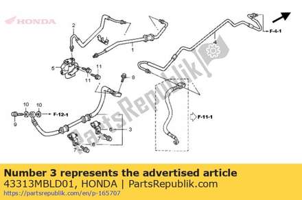 Hose b, rr. brake main 43313MBLD01 Honda