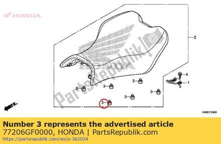 Rubber seat cushion for bed extender 77206GF0000 Honda