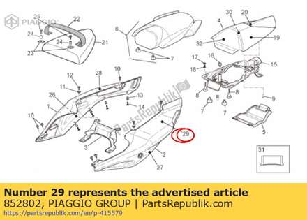 Lh rear fairing decal 852802 Piaggio Group