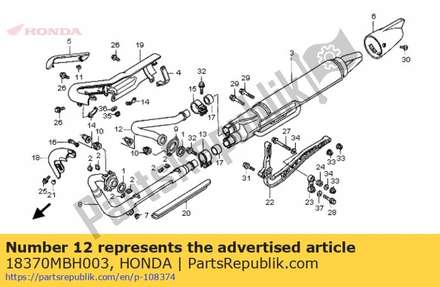 Pipe rr.exhaust 18370MBH003 Honda