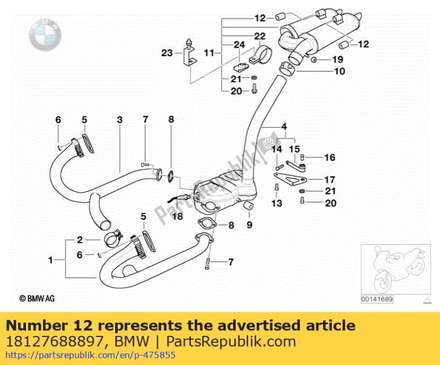 Rubber mounting (from 11/2003) 18127688897 BMW