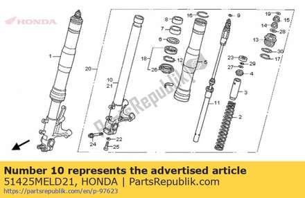 Pipe, r. slide 51425MELD21 Honda