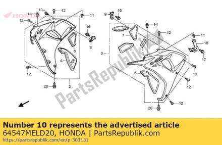 Stay, middle cowl upper 64547MELD20 Honda