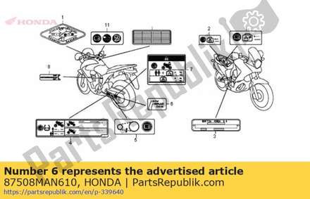 Label, kettingspanner 87508MAN610 Honda