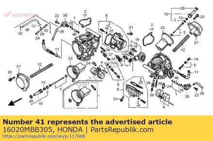 Setting kit, carburetor 16020MBB305 Honda