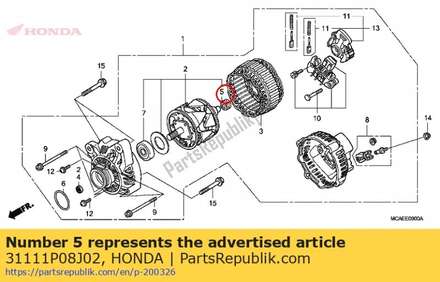 Bearing, rr. generator 31111P08J02 Honda