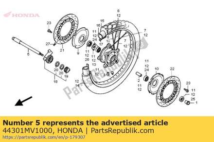 Axle, fr. wheel 44301MV1000 Honda