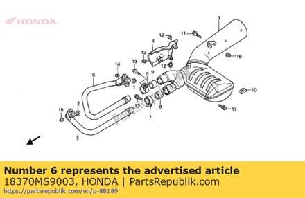 Pipe, rr. ex. 18370MS9003 Honda