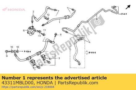 Pipe a, rr. brake main 43311MBLD00 Honda