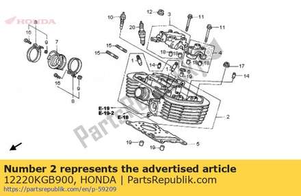 Head comp., rr. cylinder 12220KGB900 Honda