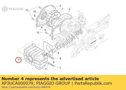 Protezione dell'aria del cilindro AP3UCA000079 Piaggio Group