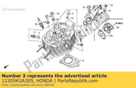 Guide, ex. valve(os) 12205KGA305 Honda