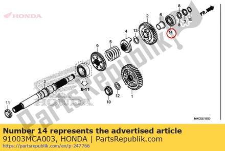 Bearing, radial ball, 22x52x15 91003MCA003 Honda
