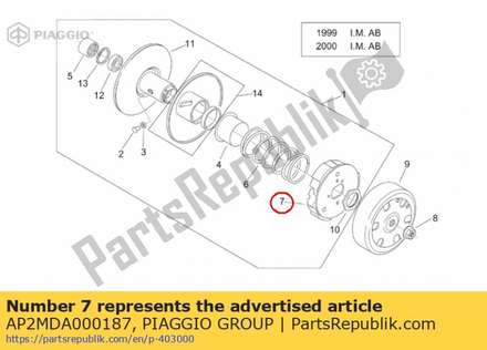 Centrifugal clutch assy AP2MDA000187 Piaggio Group